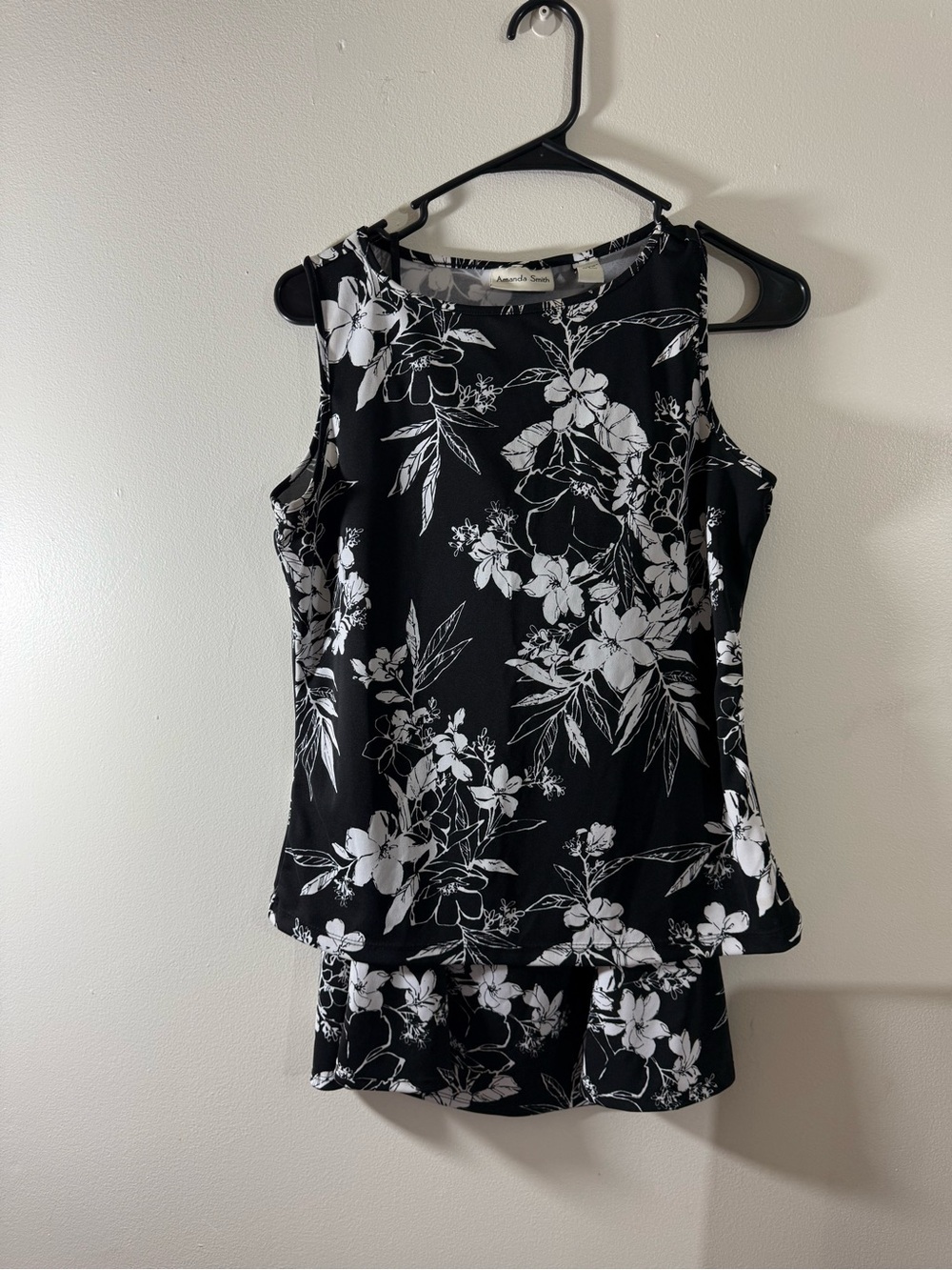 Sleeveless Black & White Floral Skirt and Top